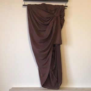 Lightweight sueded material skirt with slit